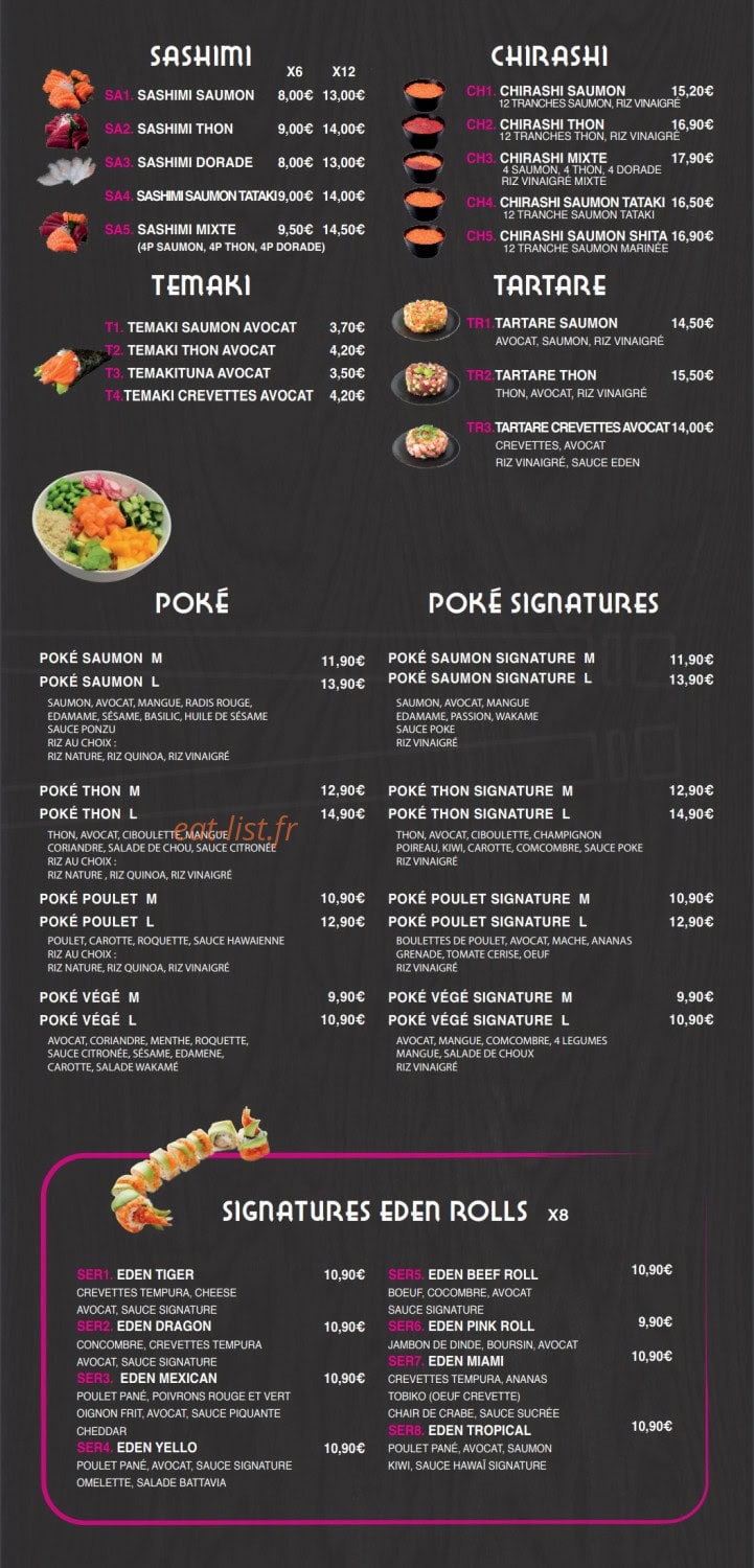 Eden sushi — carte page 3