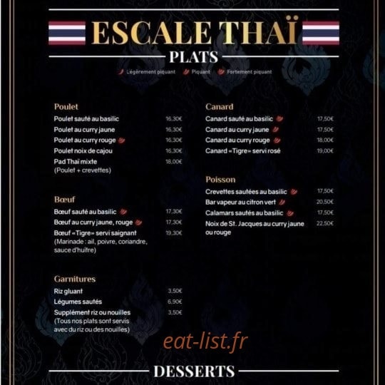 Escale Thai — carte page 2