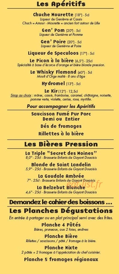 Estaminet chez la vieille — carte page 1
