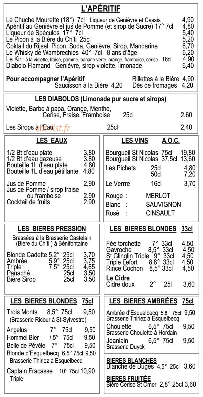 Estaminet 'T Rijsel — carte page 3