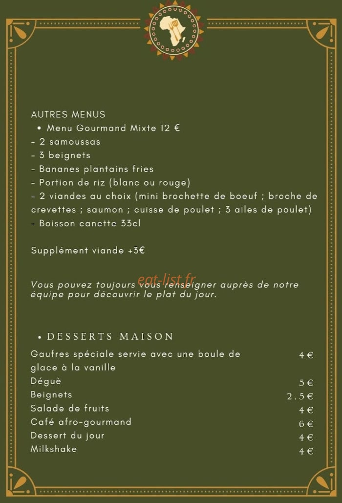 Excelle Resto — carte page 6