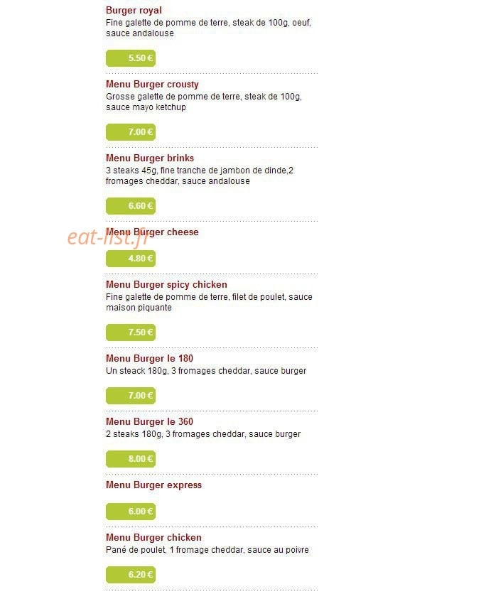 Expresse Burger — carte page 2