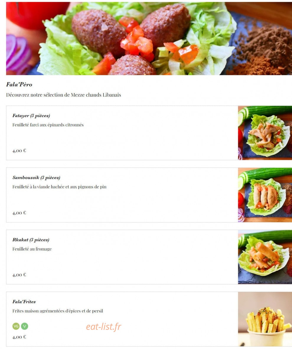 Falafel — carte page 2