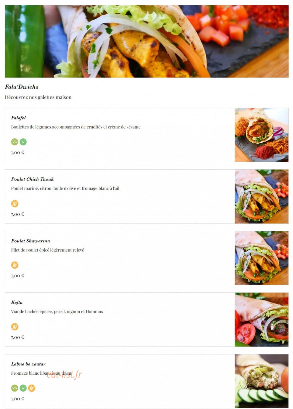 Falafel — carte page 3