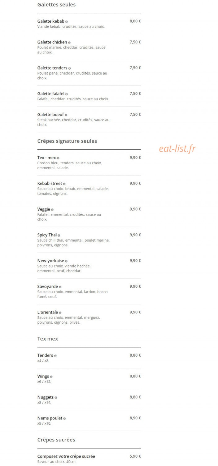 Food street — carte page 4
