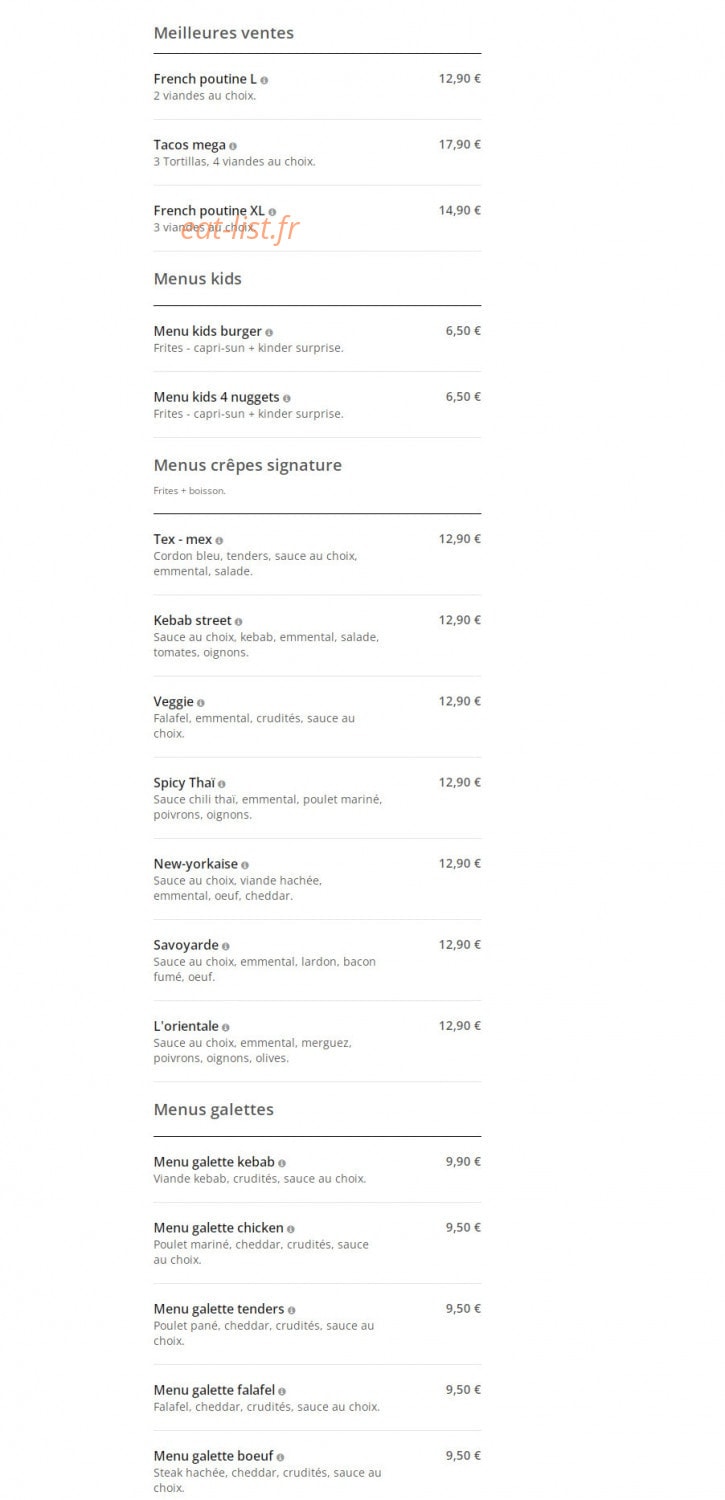 Food street — carte page 1