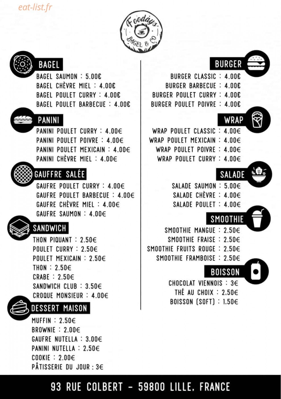 Fooday — carte page 1