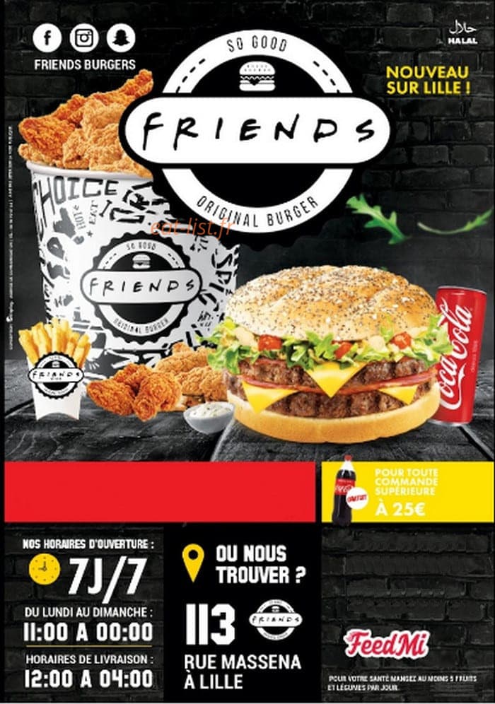 Friends Burger — carte page 1