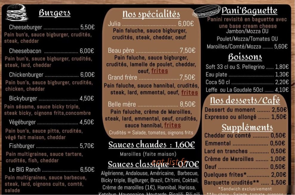 Friterie Ch’timi — carte page 2