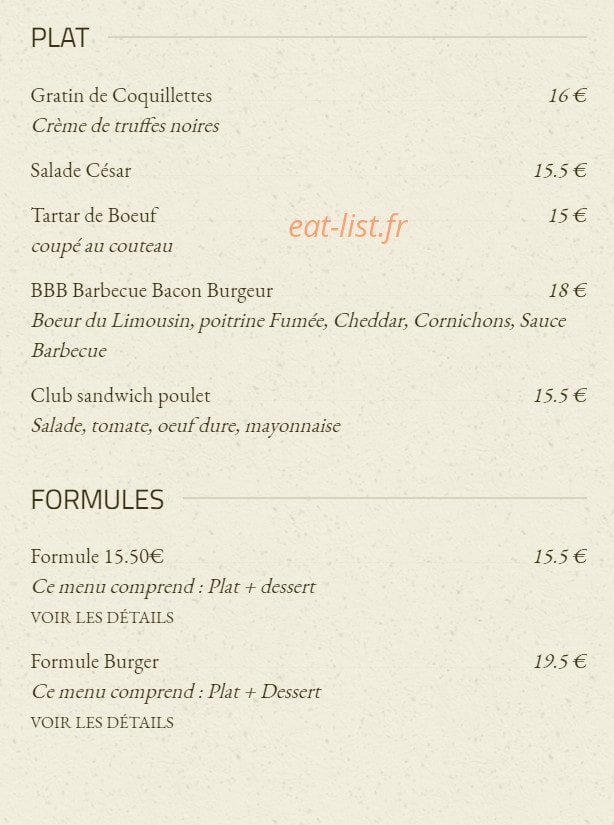 Gourmet Bar — carte page 2