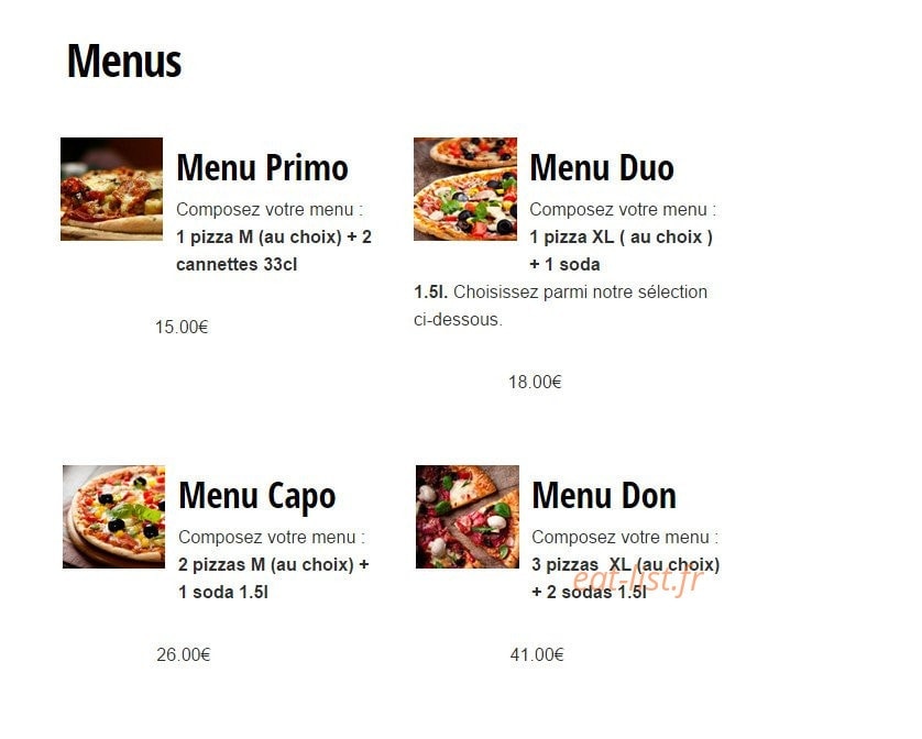 Graziano Pizza — carte page 1