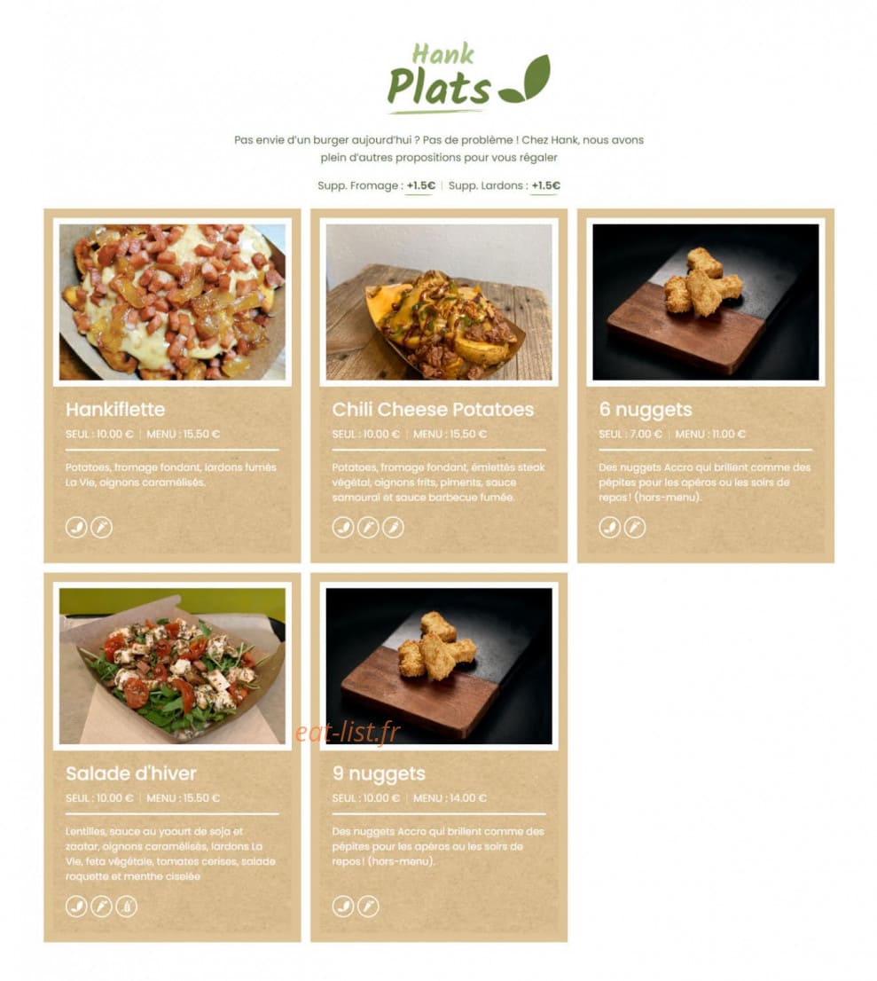 Hank Burger — carte page 2