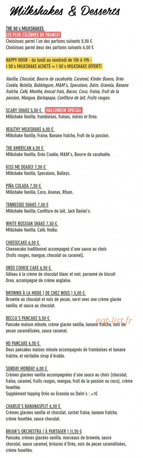 HD Diner — carte page 6