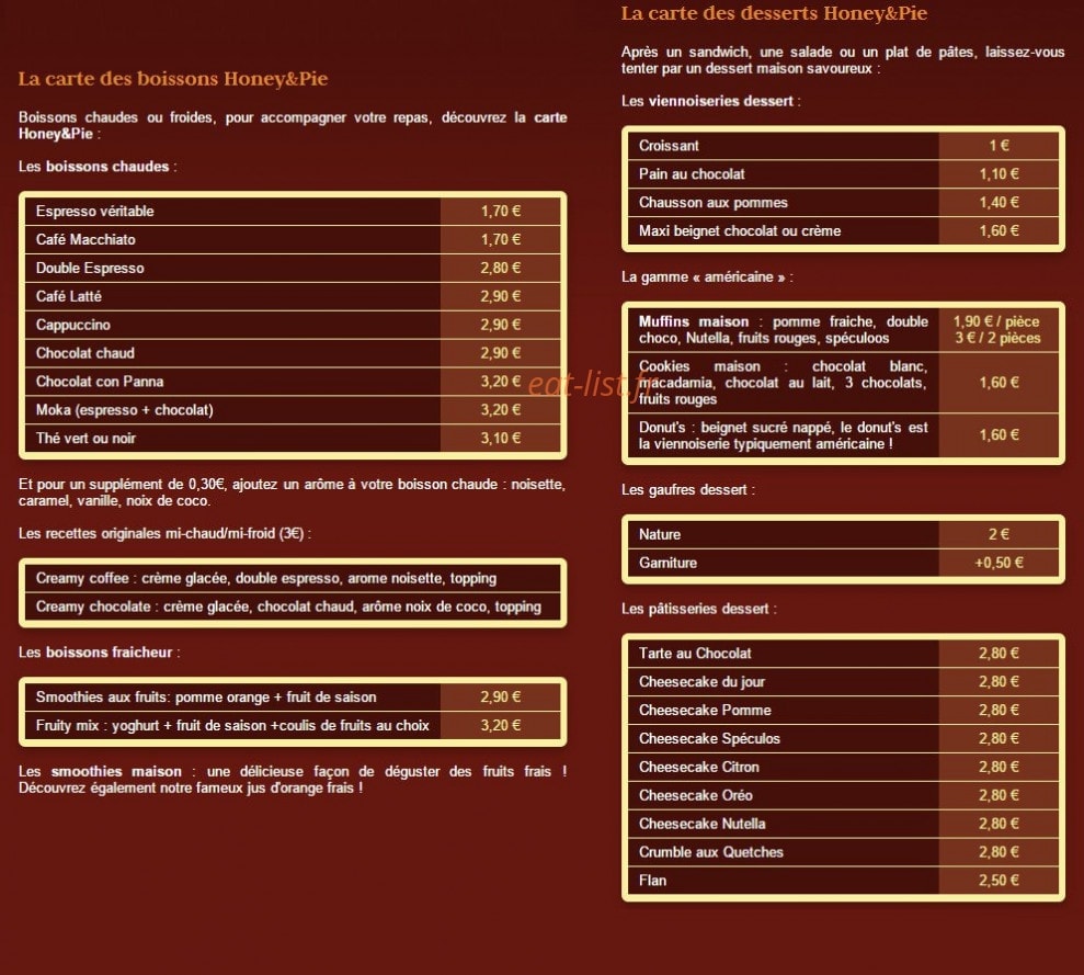 Honey & Pie — carte page 4