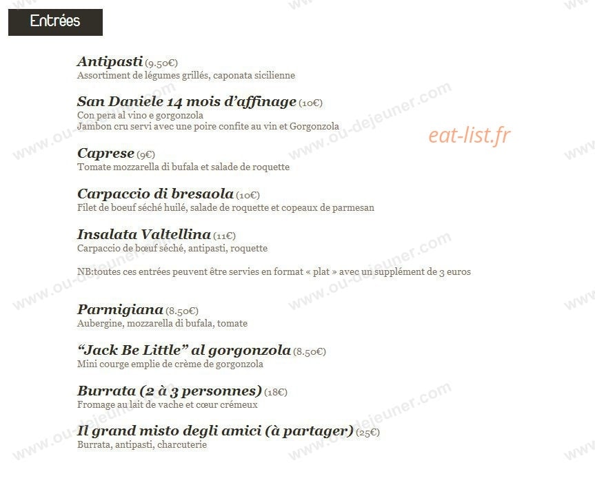 In Bocca Al Lupo — carte page 1