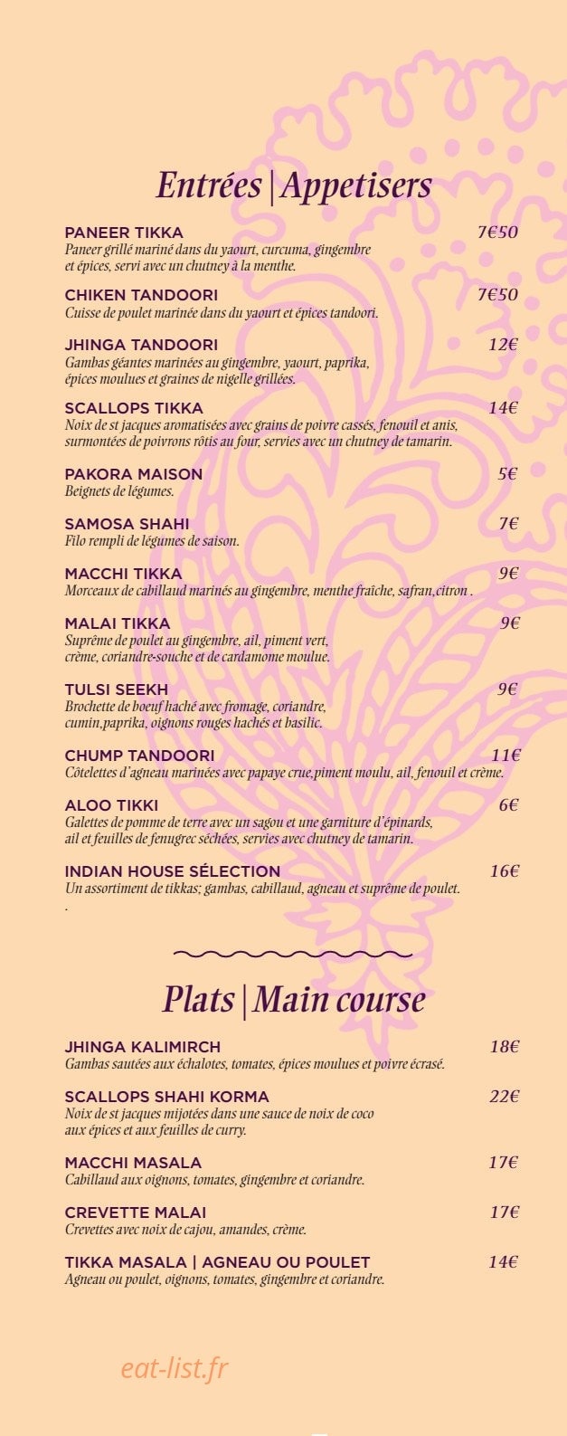 Indian House — carte page 1