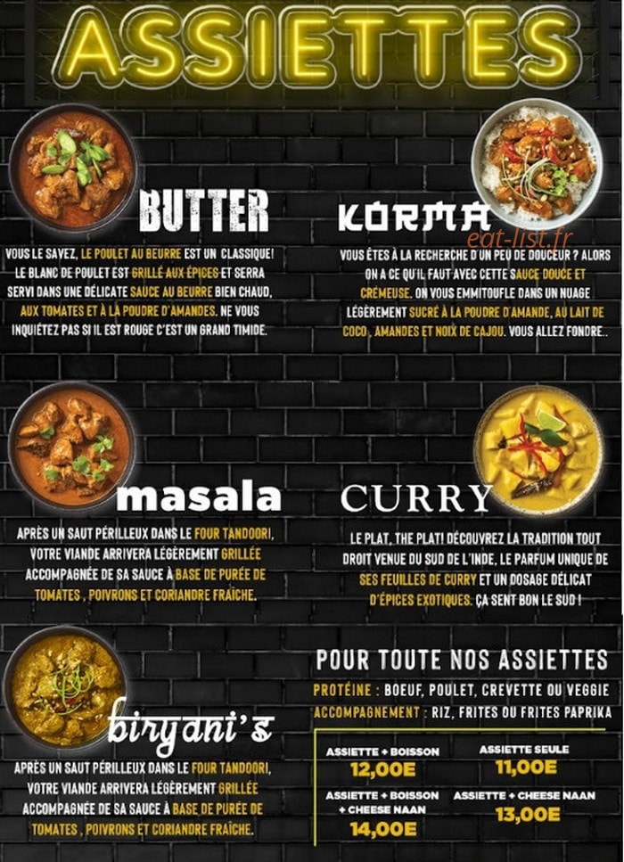 Indian Kitchen — carte page 1