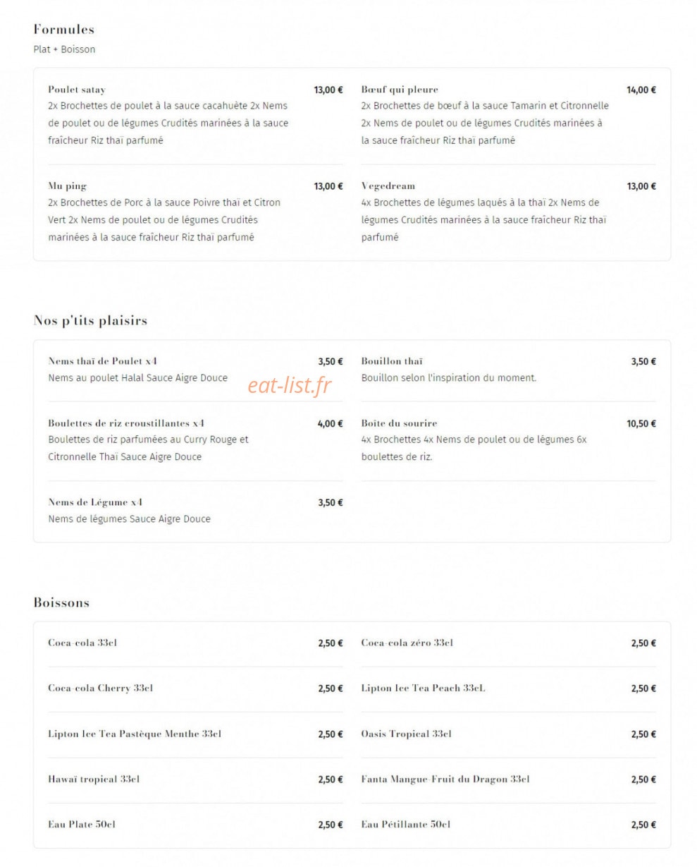 J'thai — carte page 1