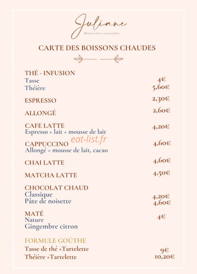 Juliane Pâtisseries naturelles — carte page 5