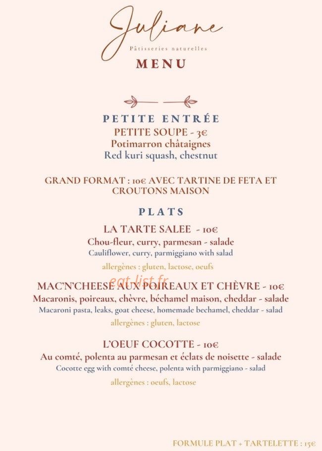Juliane Pâtisseries naturelles — carte page 3