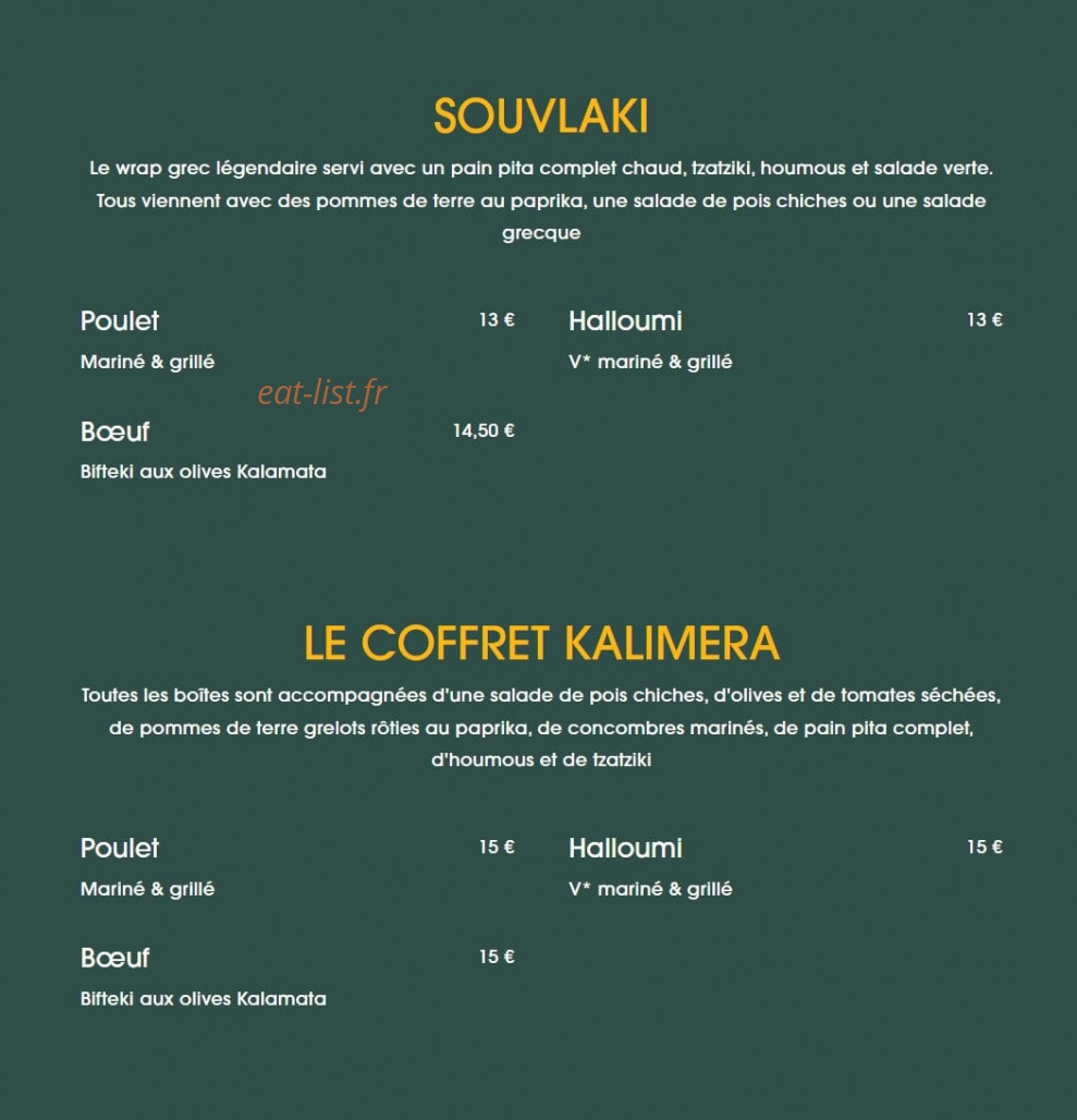 Kalimera — carte page 1