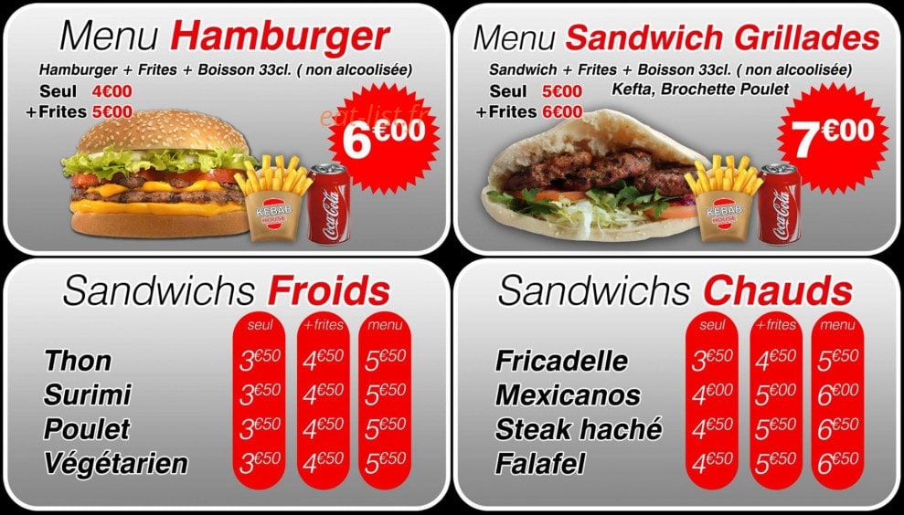 Kebab House — carte page 3