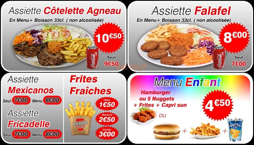 Kebab House — carte page 1
