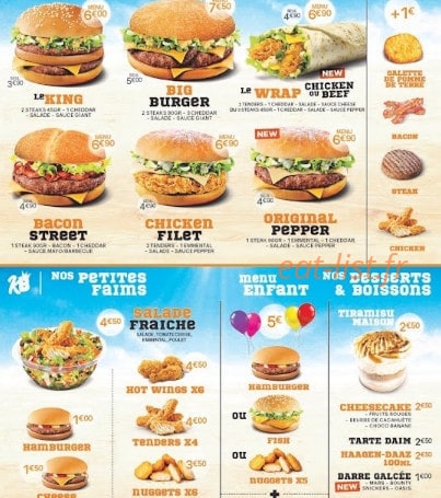 King Burger — carte page 3