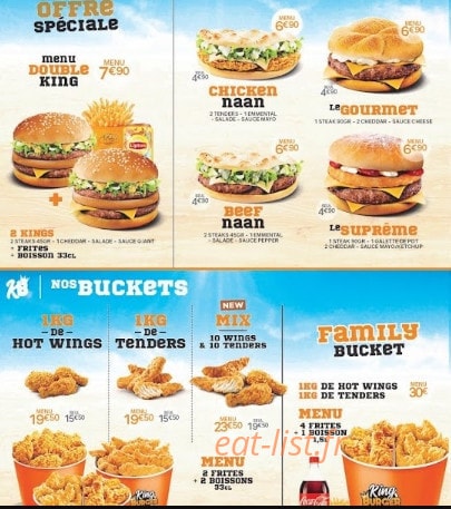 King Burger — carte page 2