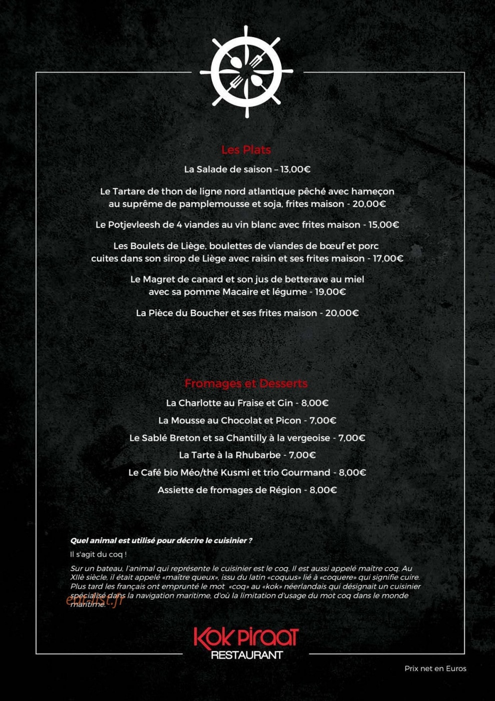 Kok Piraat — carte page 2