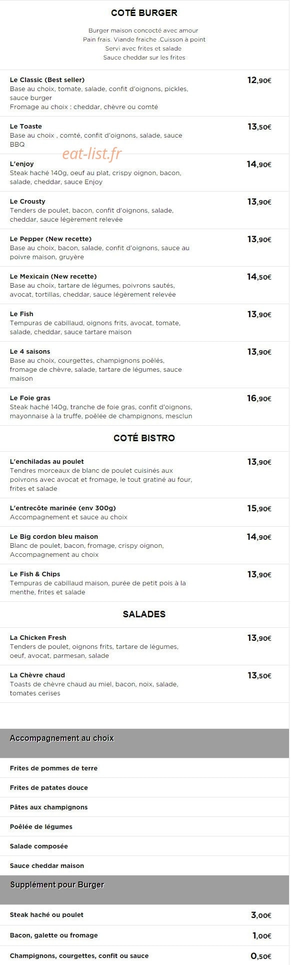 L Enjoy A Lille Carte Menu Et Photos