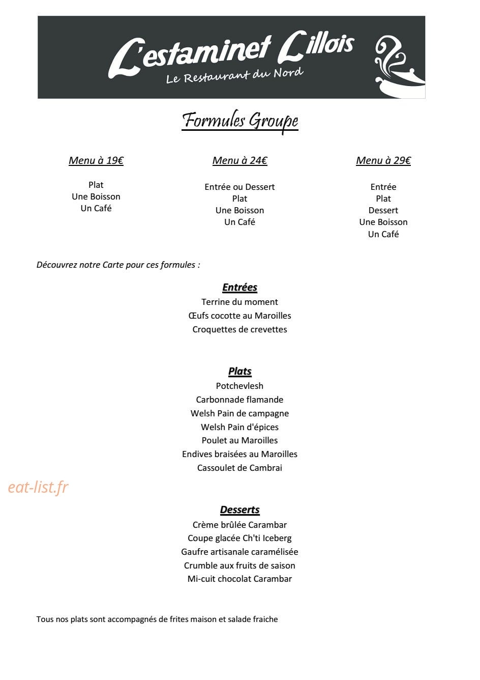 L' Estaminet Lillois — carte page 2