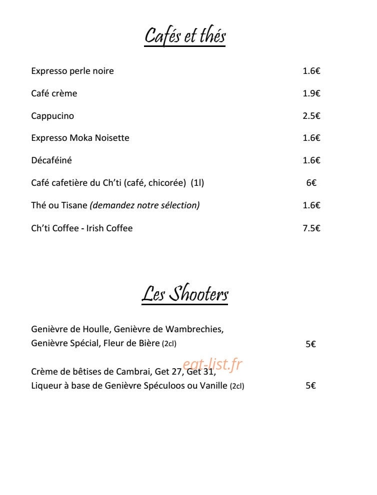 L' Estaminet Lillois — carte page 8