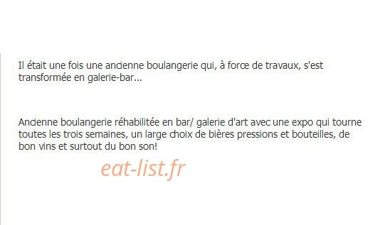 La Boulangerie bar — carte page 1