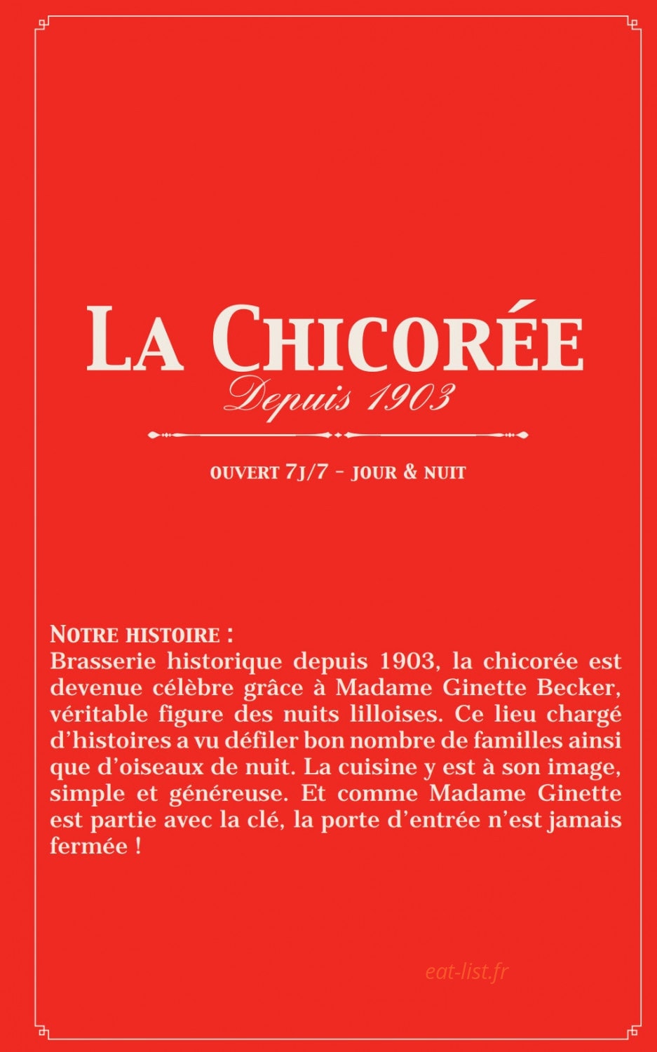 La Chicoree — carte page 1