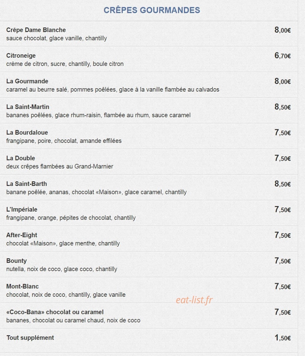 La Crêperie de Lille — carte page 7