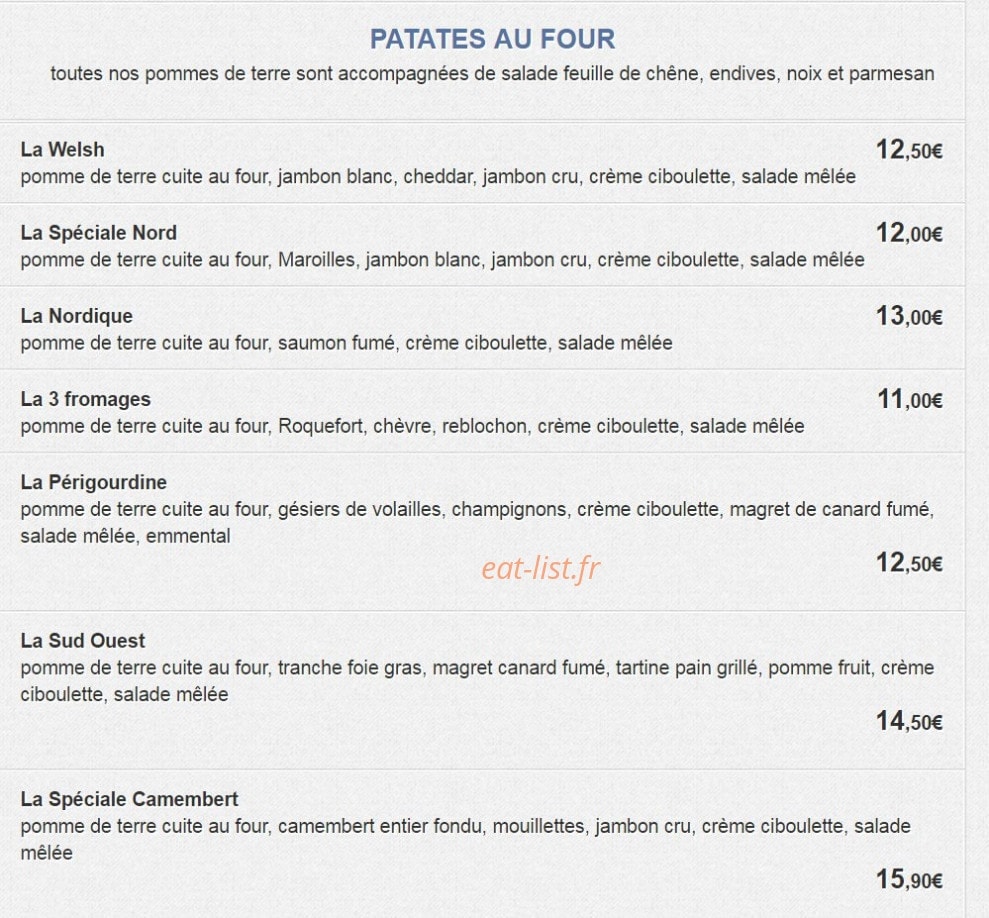 La Crêperie de Lille — carte page 5