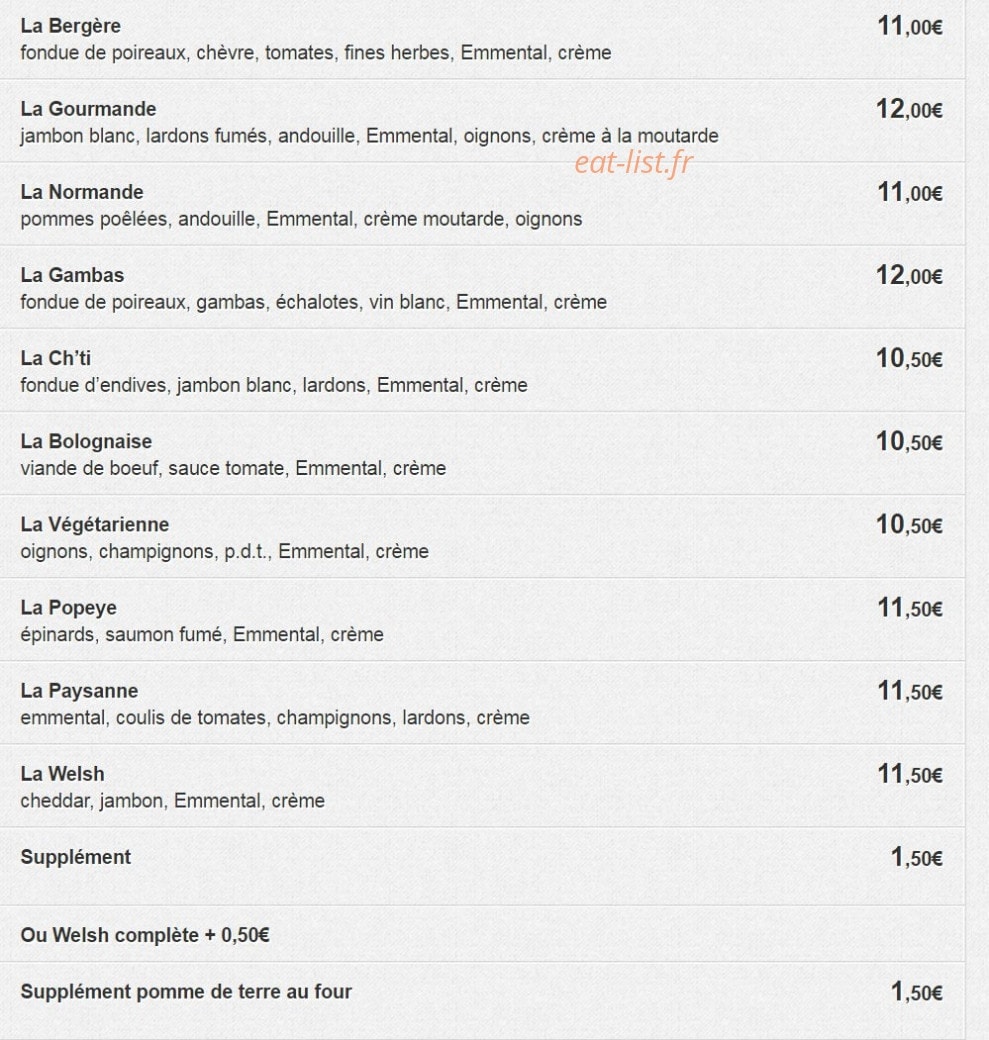 La Crêperie de Lille — carte page 3