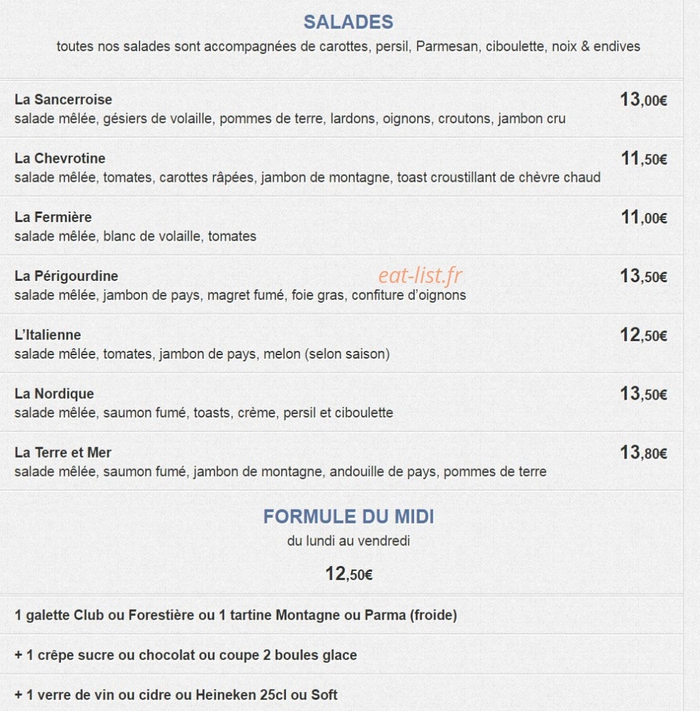 La Crêperie de Lille — carte page 6