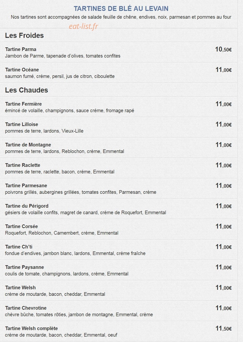 La Crêperie de Lille — carte page 4