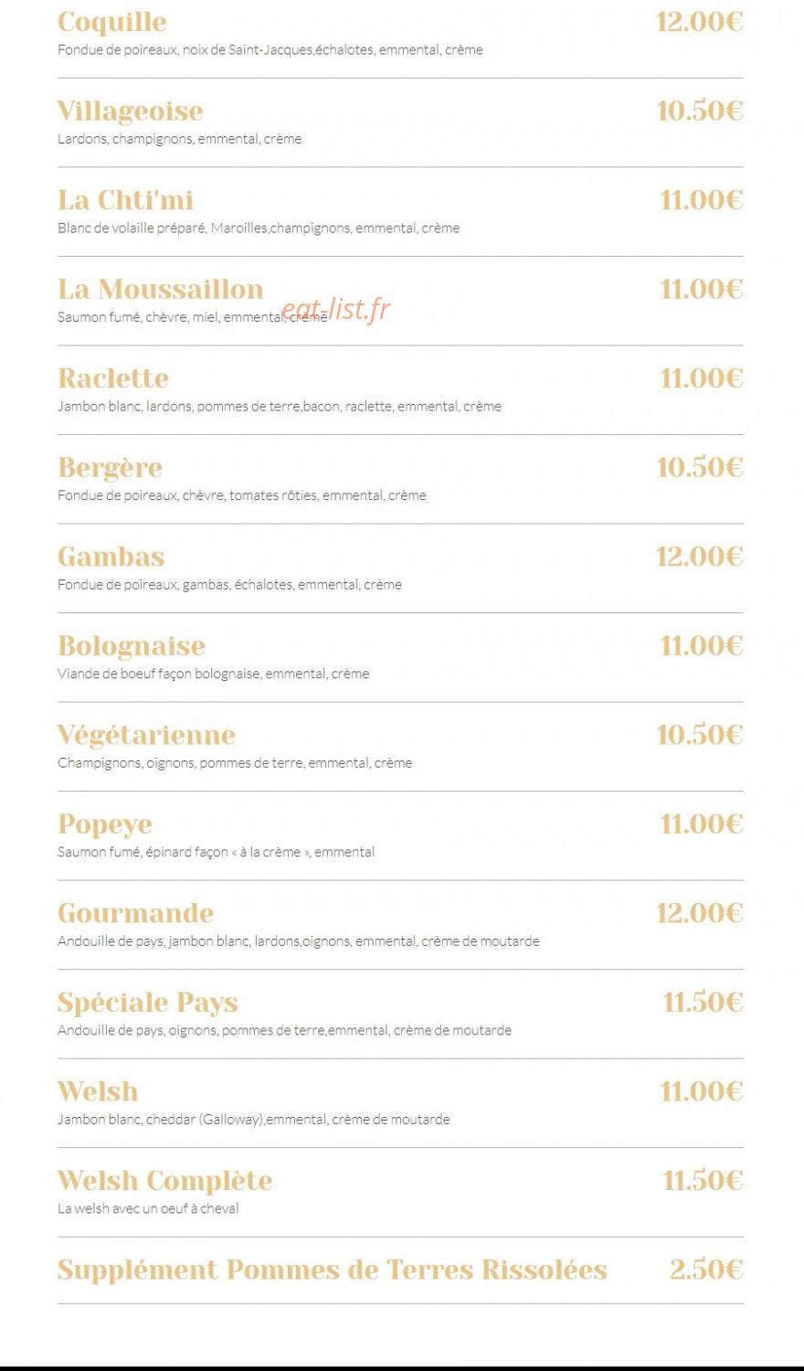 La crêperie du Sébasto — carte page 2
