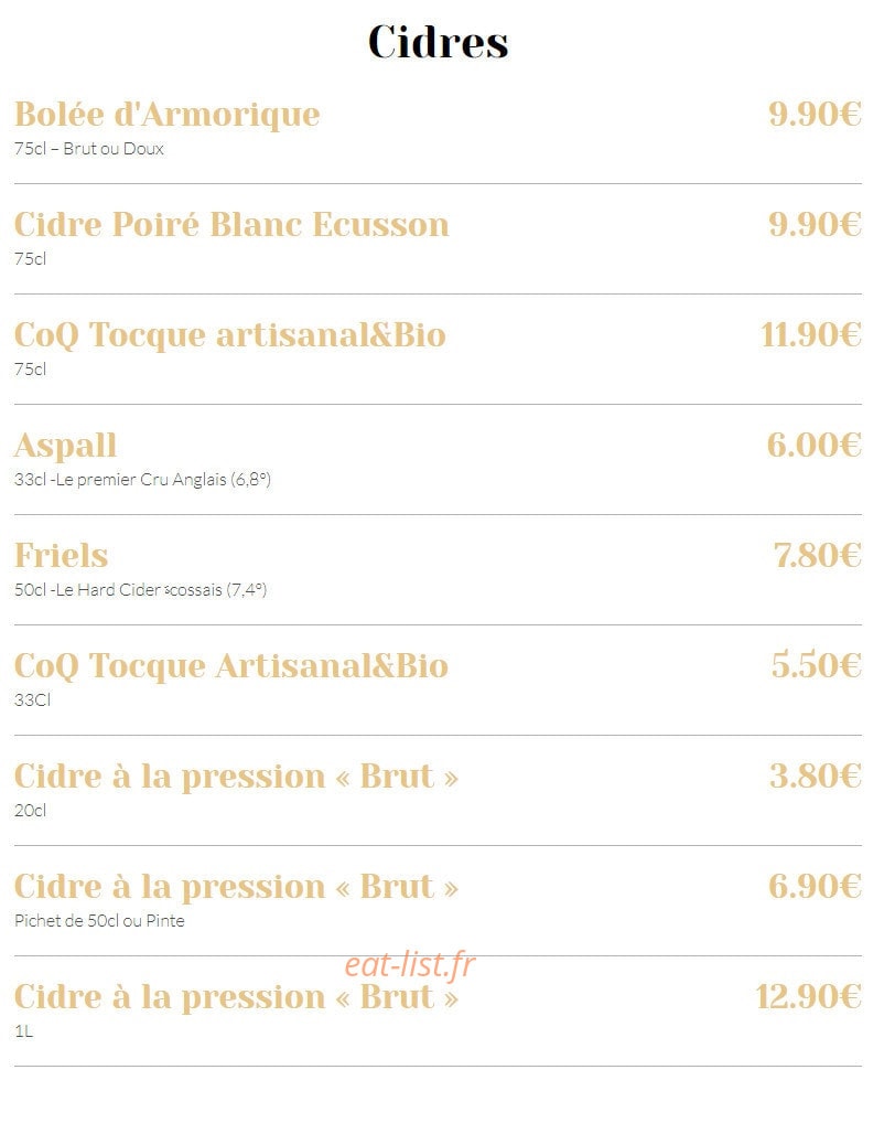 La crêperie du Sébasto — carte page 13