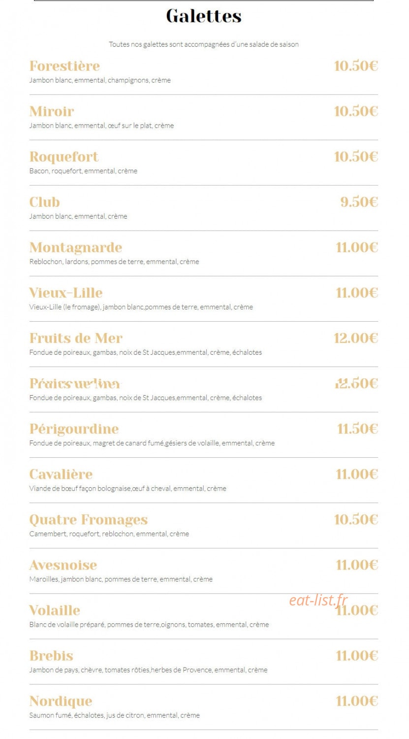 La crêperie du Sébasto — carte page 1