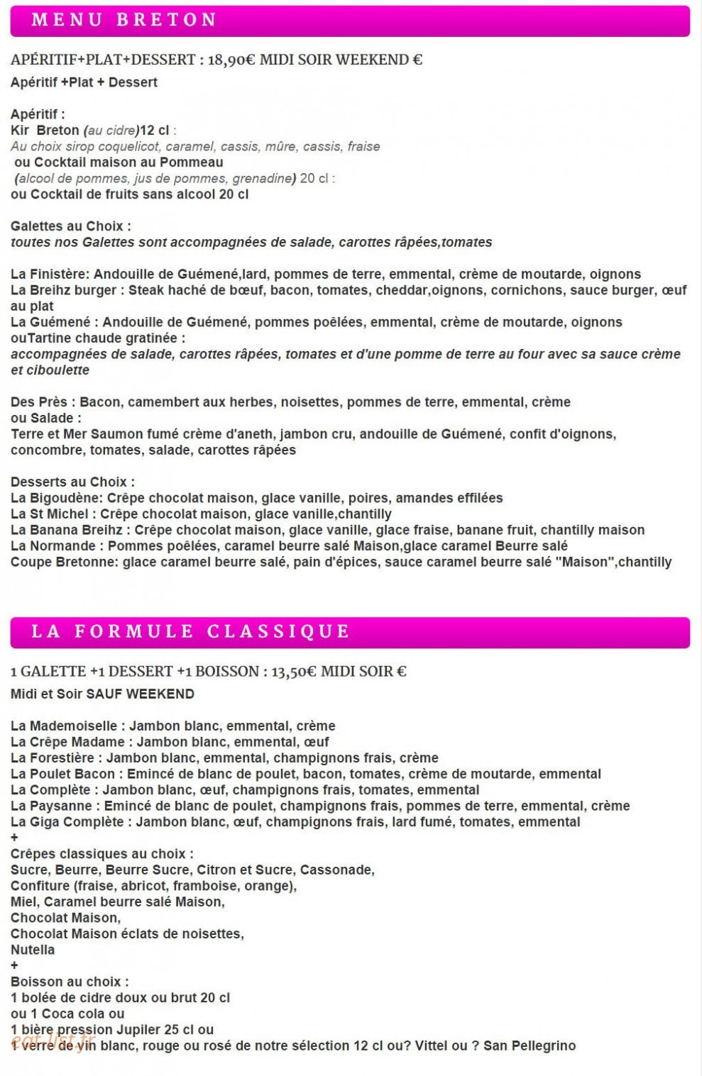La crêperie — carte page 2