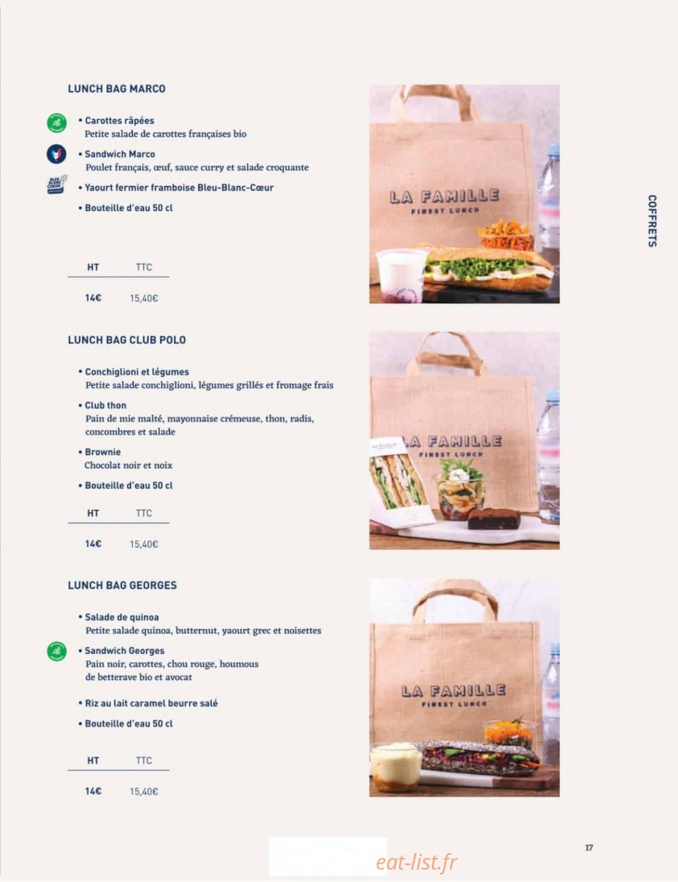 La Famille Finest Lunch — carte page 15