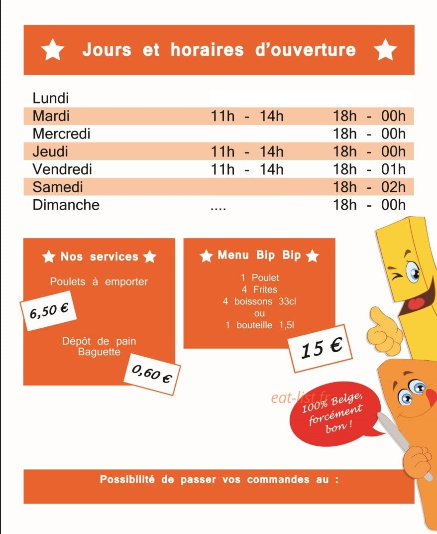 La Frite Rit — carte page 1