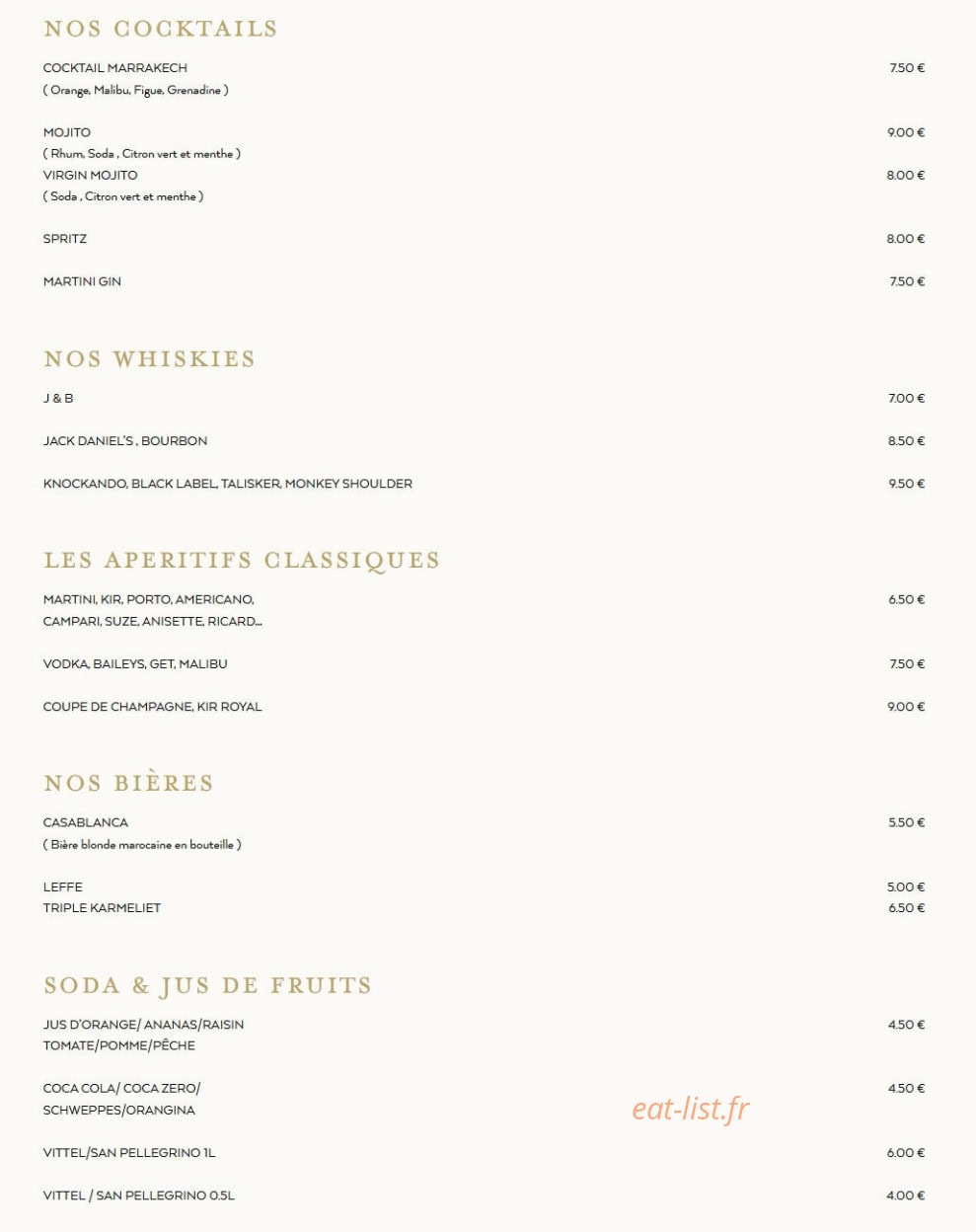 La Mamounia — carte page 1