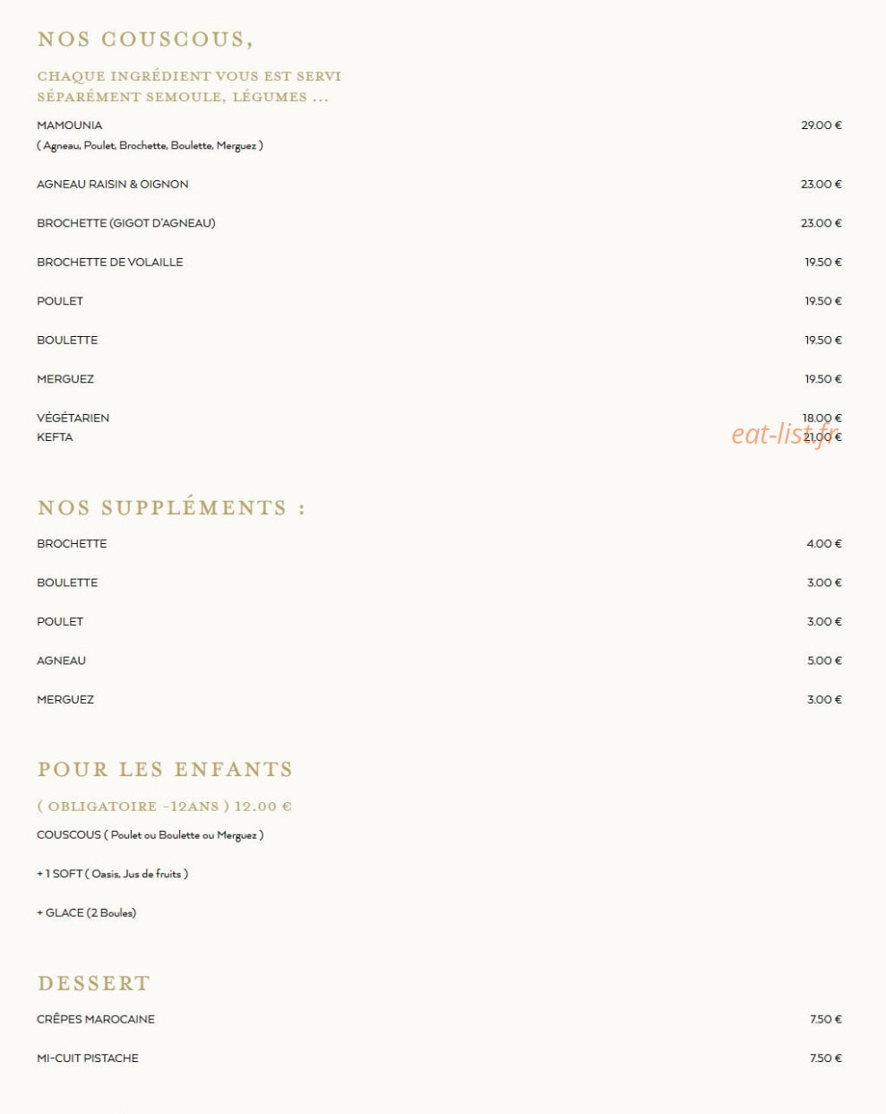 La Mamounia — carte page 4