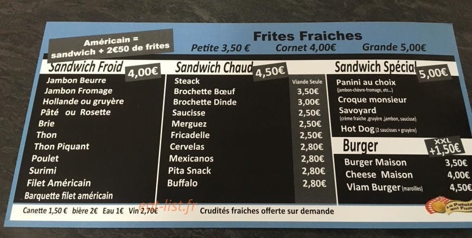 La patate qui fume — carte page 1