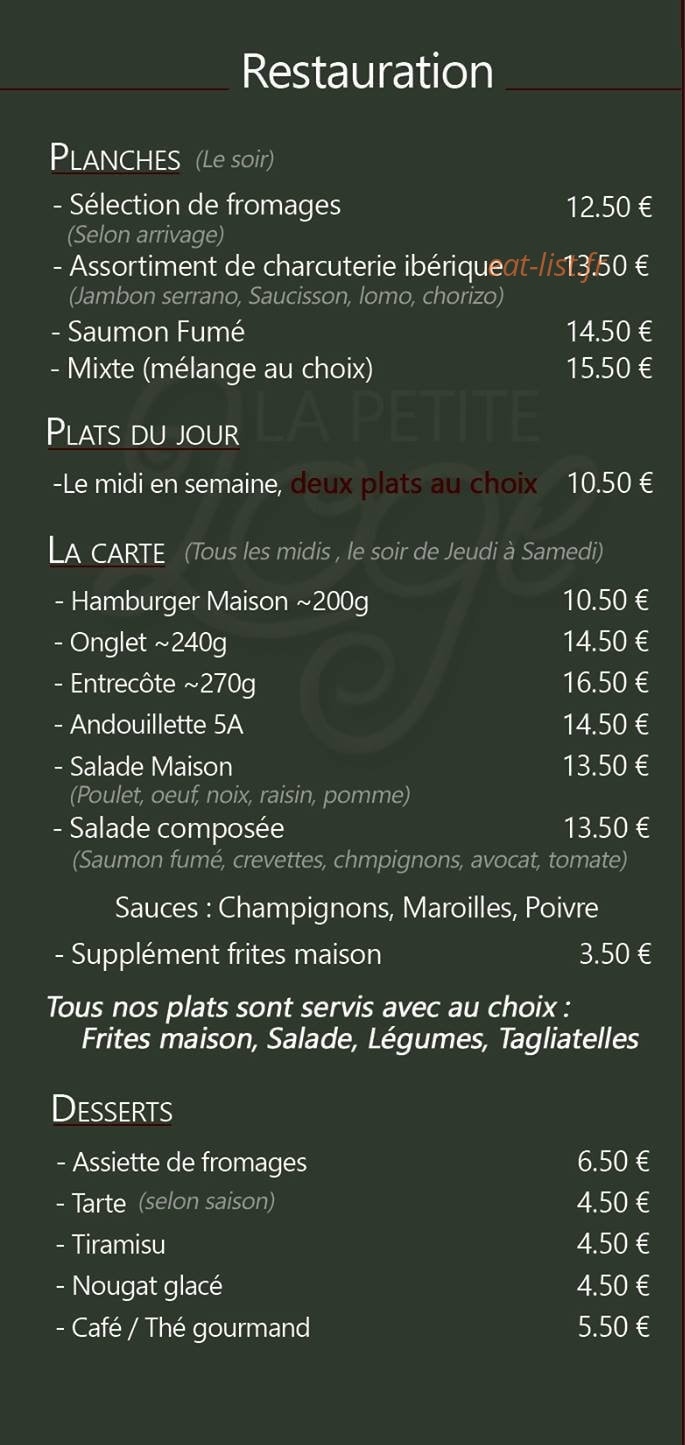 La Petite Loge — carte page 2